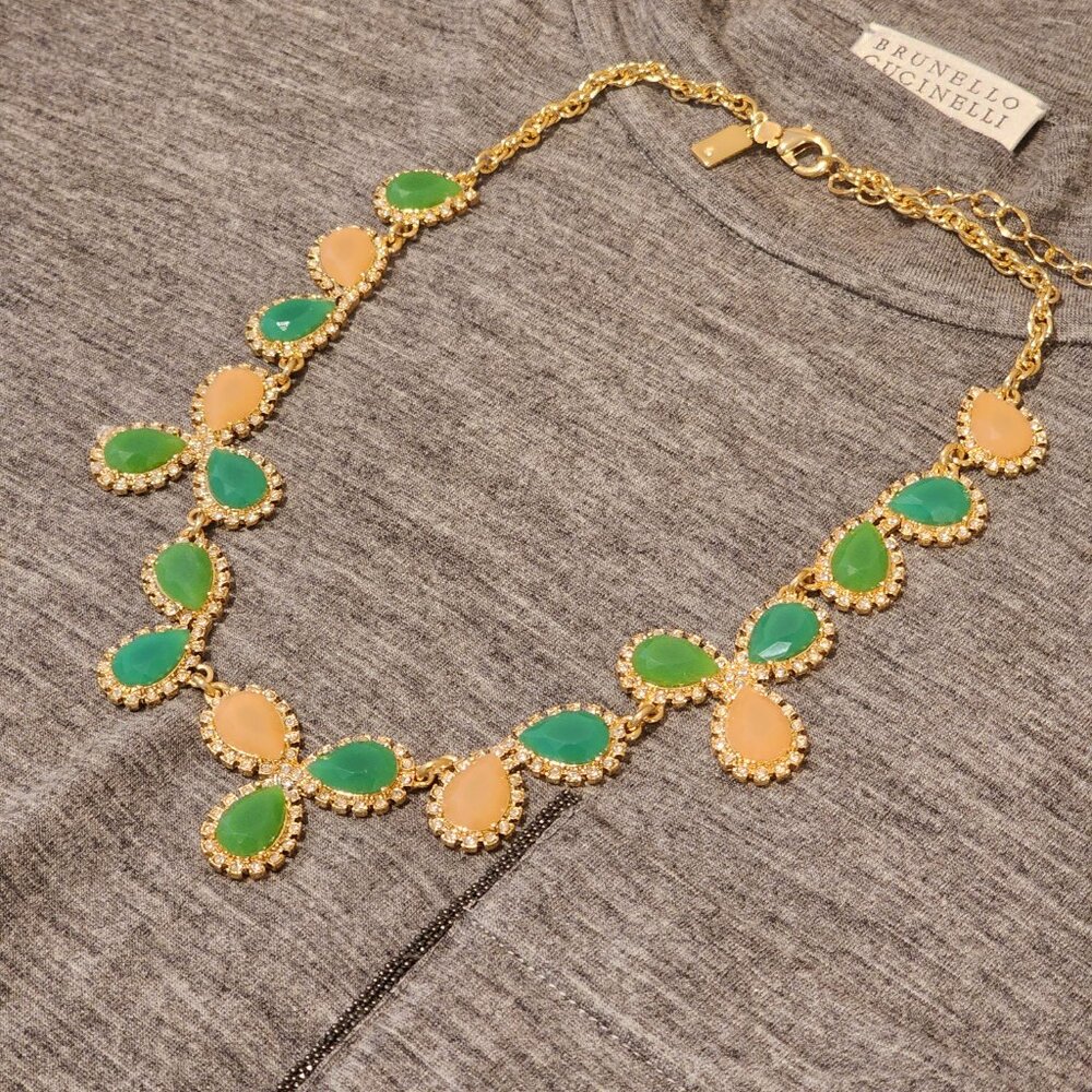 Brand New!! KATE SPADE New York: GumDrop| Green&Beige Stones|Crystals|Gold Metal